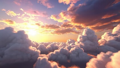 Wall Mural -  Ethereal Sunset Amidst the Clouds