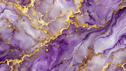 Sticker - Luxurious abstract violet marble texture with elegant gold splashes, perfect for elegant backgrounds and designs, violet