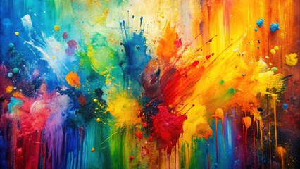 Wall Mural - Abstract acrylic paint strokes and splashes creating vibrant and colorful artwork on canvas , art, abstract, acrylic, paint