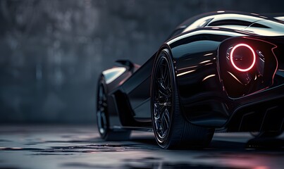 Wall Mural - Computer generated image of a sports car, studio setup, on a dark background. 