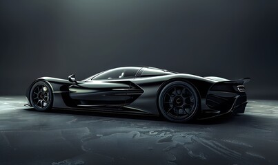 Wall Mural - Computer generated image of a sports car, studio setup, on a dark background. 