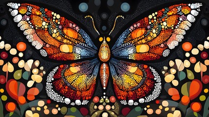 Sticker - Abstract Butterfly Mosaic.