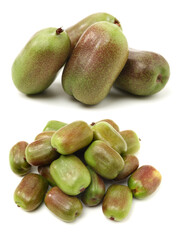 Poster - mini kiwi baby fruit (actinidia arguta) on white background