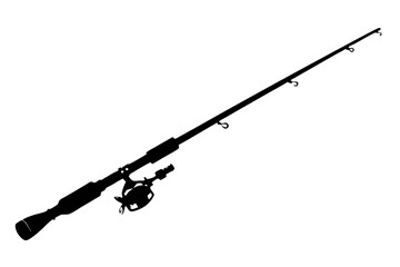 black fishing rod silhouette. vector illustration of white background