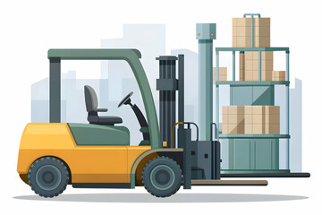 3D Icon as Electric forklift and factory floor concept as An electric forklift paired with a factory floor representing eco friendly material handling in manufacturing perfect for isolated vector desi