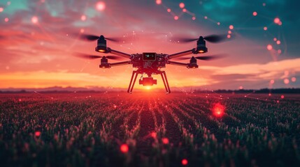 Poster - Drone Sunset Field.