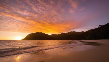 Canvas Print -  Tranquil sunset on a secluded beach