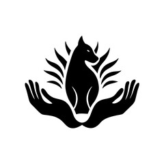 Wall Mural - Hands massage an animal logo silhouette vector illustration