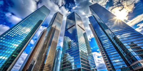 Skyward Towers, Glass Facades, Urban Skyline, Architecture, Cityscape