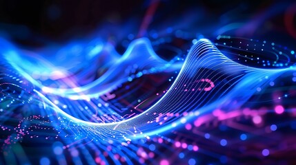 Wall Mural - vibrant digital illustration depicting flowing waves with a futuristic and abstract style. the image