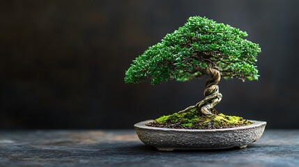 Sticker - Bonsai Tree in a Pot on a Wooden Table