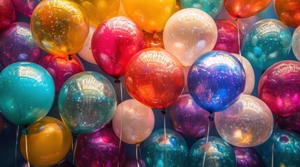 Canvas Print - Multicolored Balloons with Confetti Inside