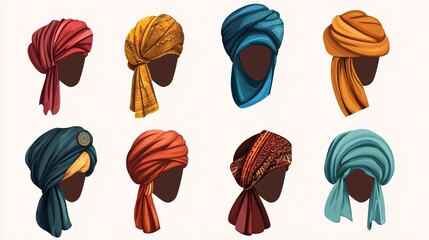 flat icon of headwear accessory, desert attire, for a family of muslim heritage.