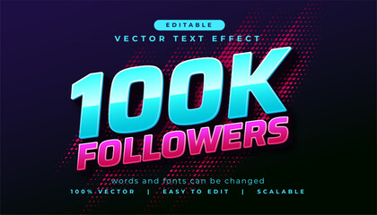 Wall Mural - 100k followers editable text effect in modern style