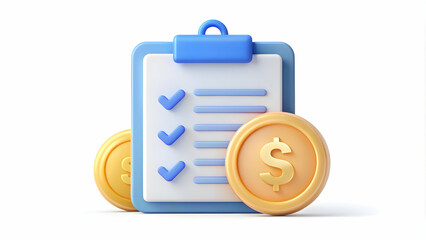 3D Icon as Tax payment and investment plan concept as A tax payment icon paired with an investment plan symbolizing the impact of tax payments on financial investments perfect for isolated vector desi