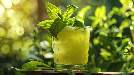 Invigorating drink infused with aromatic herb.