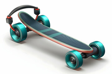 Photo Realistic as Electric skateboard and headphones concept as An electric skateboard paired with headphones symbolizing modern eco friendly transportation and entertainment ideal for isolated vecto