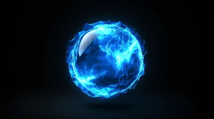 blue energy ball on black background