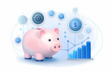 photo realistic as machine learning and piggy bank concept as a machine learning icon paired with a 