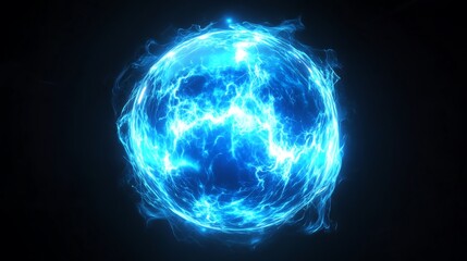 Canvas Print - blue energy ball on black background