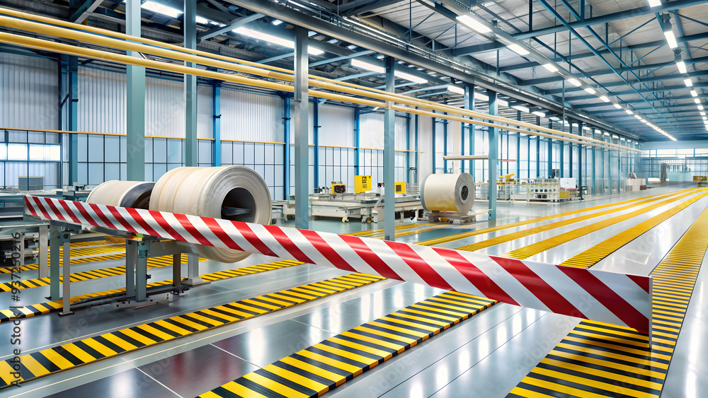 Photo Realistic as Safety tape and assembly line concept as Safety tape ...