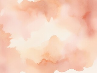 Wall Mural - Soft Peach Color Watercolor Background with Gentle Abstract Shapes and Copy Space