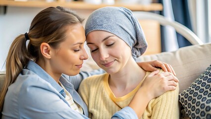 Wall Mural - Woman Supporting Friend With Cancer