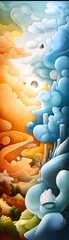 Wall Mural - Abstract Landscape With Swirling Clouds.