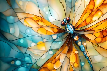 Poster - Abstract Stained Glass Butterfly.