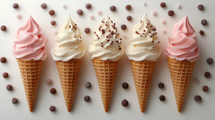 Wall Mural - ice cream cones isolated on transparent background