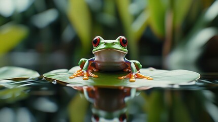 A Colorful Frog Enjoying a Calm Moment on a Leaf