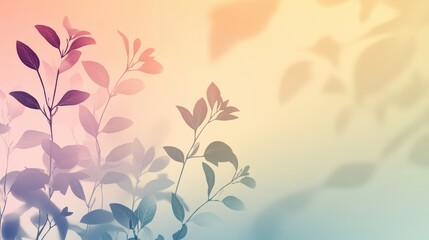 Wall Mural - a soft gradient background featuring silhouettes of leaves and branches.