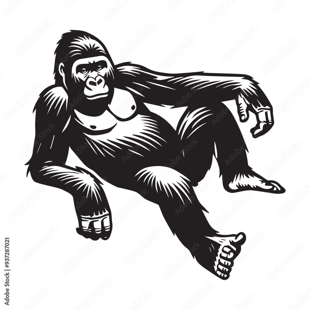 Gorilla Silhouette Funny Gorilla Gesture Muscle Gorilla Clipart 