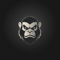 Wall Mural - Creative Abstract Monkey Head Logo: Minimalist Vector Icon for Branding and Packaging Design. Elegant Gradient Texture with Cultural Symbolism. Versatile Graphic Element for UI, Web, Posters, and High