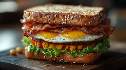 Wall Mural - Delicious bacon egg sandwich