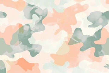 Wall Mural - A soft, abstract camouflage pattern in pastel colors.