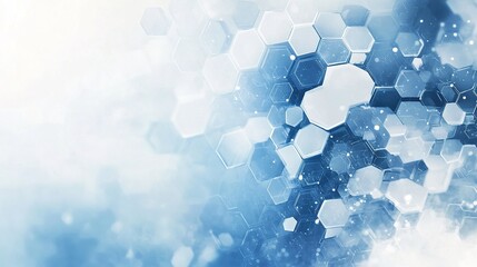 Wall Mural - Abstract Hexagon Network: A futuristic digital background with abstract blue hexagons and white glowing lights, perfect for technology, innovation, and connectivity themes.  