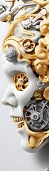 Poster - Abstract Portrait with Gold and Silver Gears.