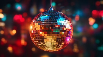 Wall Mural - Colorful disco mirror ball nightclub