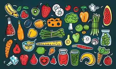 fruits and vegetable herbal concept  for background or 2d illustrator cartoon.