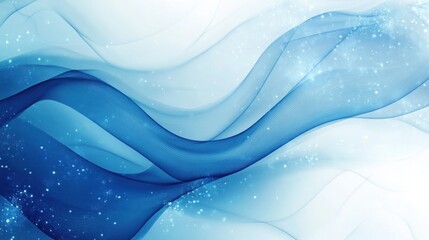 Wall Mural - Abstract Blue Wave Background with Glimmering Lights