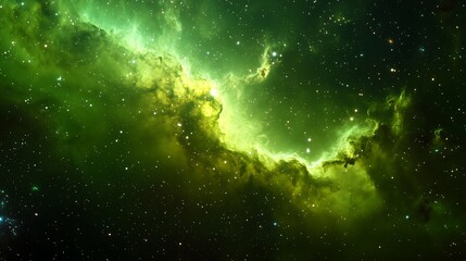 Wall Mural - green galaxy with stars