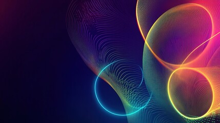 Wall Mural - Modern abstract background with glowing circle lines and a geometric design