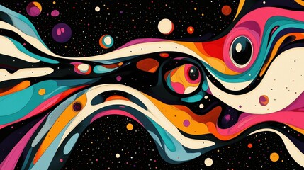 A minimalist background with bold fractal patterns and a psychedelic comic touch, leaving some spaces empty for added elements