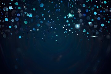 Wall Mural - Blurred bokeh light on dark blue background. Christmas and New Year holidays template. Abstract glitter defocused blinking stars and sparks. EPS 10 Generative AI