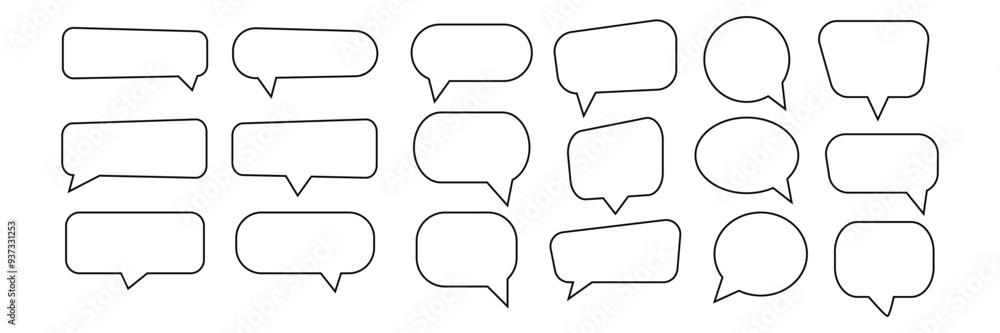 Retro empty comic bubbles and elements set with black on white ...