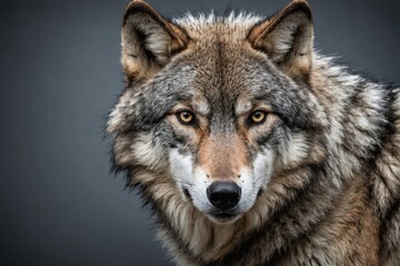  portrait Grey Wolf, fur background