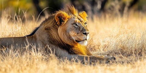 Wall Mural - lion predator savanna resting strong