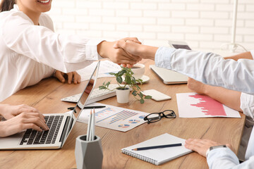 Poster - Business team during meeting in office, closeup