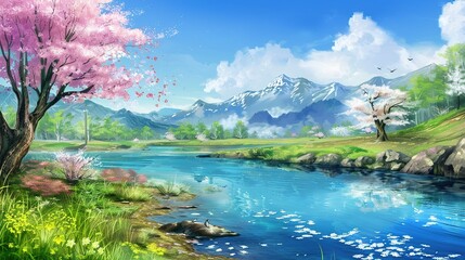 Wall Mural - Nature_wallpaper_beautiful_anime_landscapes